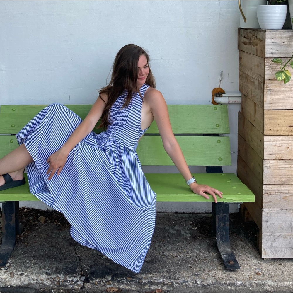 Open cross back striped sun dress